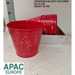 Christmas bucket gold red d22 h20
