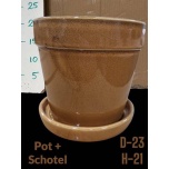 Cer Pot Schotel Brown Ø23 h20cm