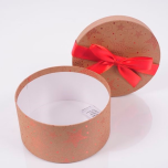 Storage Box X-mas Round Natural/Red ø16.5 h9cm