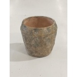 Cer Pot Lourdes green jute pattern round Ø16 h16cm