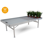 Aluminium bench with fix legs H 750 - feet ø 80 mm 1225 x 2530 mm
