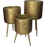 Planter Leaf Metal Gold M 40x23x23cm