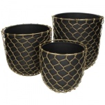 Planter Gold Net Metal Black S 19x20x20cm