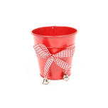 Zinc Pot Red with Ribbon & Bells ø9,5 h9,5cm