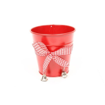 Zinc Pot Red with Ribbon & Bells ø9,5 h9,5cm