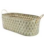 Zinc Pot Diamond Oval Antique-Gold ø17*43 h12,5cm