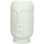 Vase Fine Earthenware Face White 13.5x15x23cm