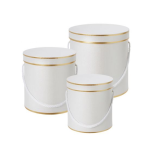 Hamilton Hat Box Lined WHITE/GOLD piping 3TK
