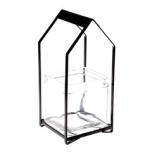 Vase/Planter Catano Clear with Black Metal frame 14,5x14,5x30,5cm