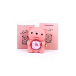 HUG BEAR W/PRESERVED ROSE & GIFT SP PINK