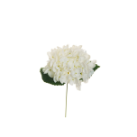 POP CORN HYDRANGEA PICK D. 16 CM W/2 LVS & IRON STEM, 26 CM