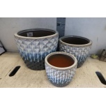 Cer Pot Diamond White Blue M Ø24 h22cm