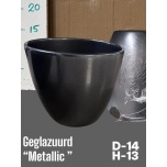 Cer Pot Metallic Black Ø14 h13cm