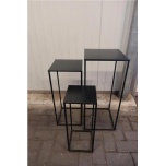 Flower Stand Lillepostament Square Black (Set of 3)